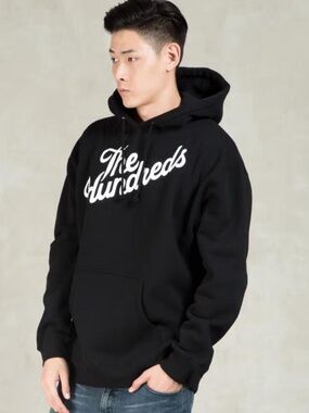 The Hundreds Size XL Black Hoodie with White Script Logo